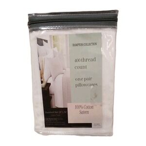 2 Hotel Hampton Collection 400 THREAD Standard Pillowcases Cotton Sateen Luxury